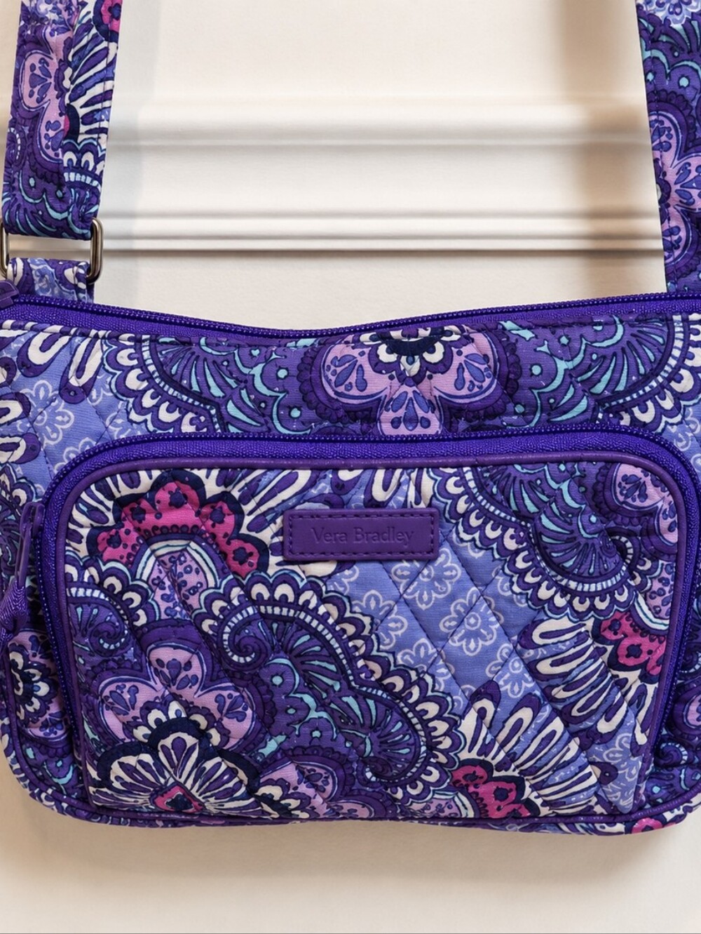 Vibrant Purple Patterned Crossbody Bag